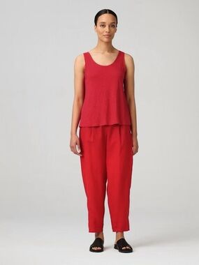Eileen Fisher Red Organic Linen Lantern Pant Size M